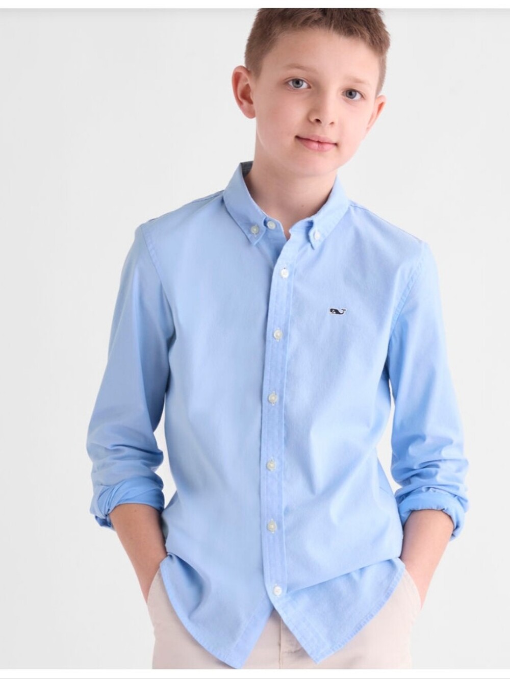 NWT Vineyard Vines Boys Light Blue (Ocean) Performance Button-Down Shirt Size 6